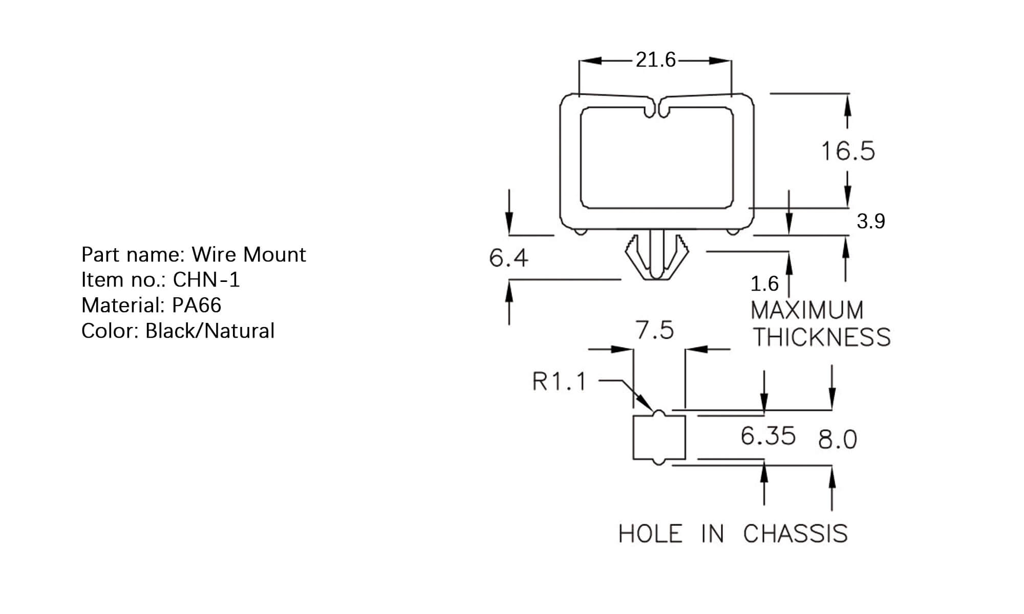 Plastic Wire Mount CHN-1